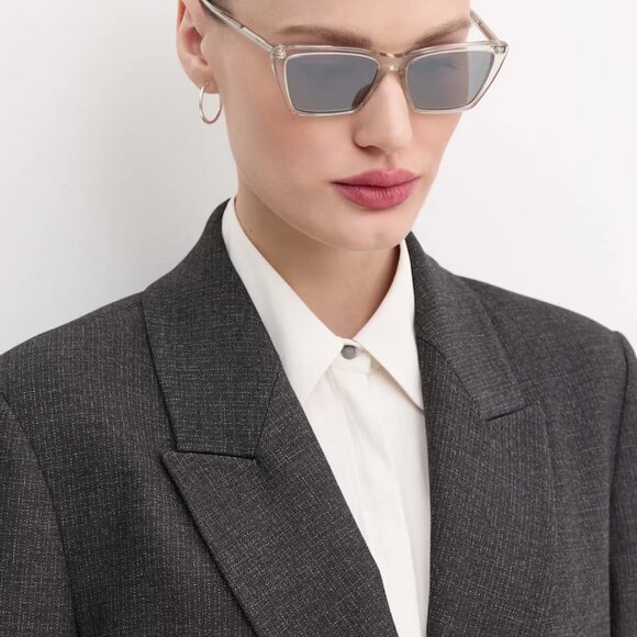 NEW SL737 MICA THIN 004 SAINT LAURENT SUNGLASSES WOMEN BEIGE SQUARE EYEW… - Picture 1 of 4